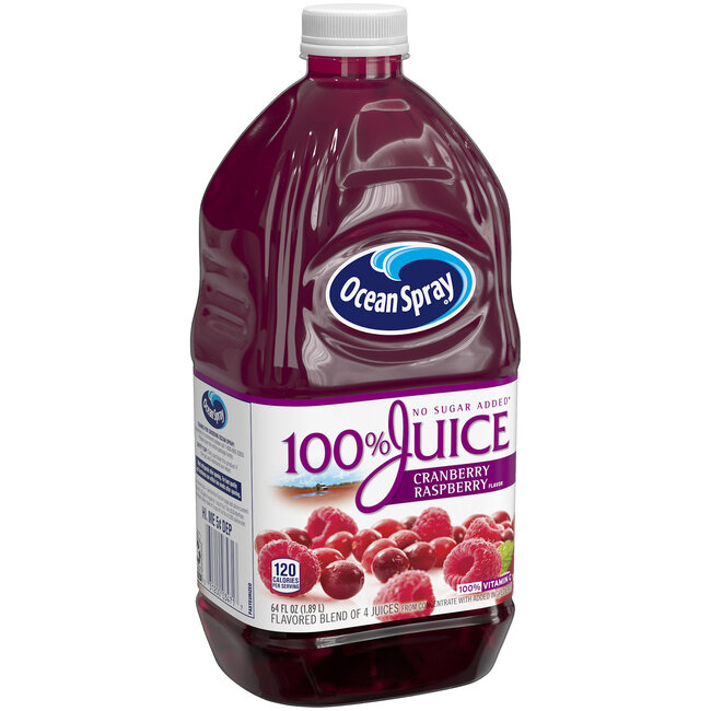 Ocean Spray 100% Juice Cranberry Raspberry, 64 oz