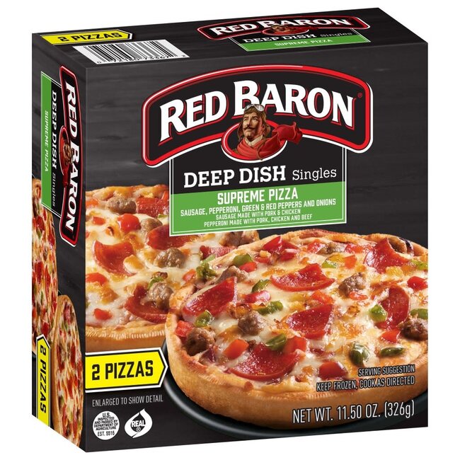 Red Baron Pizza Deep Dish Singles Supreme, 11.5 oz, 12 ct