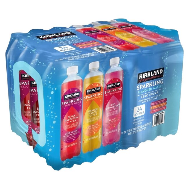 Kirkland Signature Zero Sugar Sparkling Flavored Water Variety Pack, 17 oz, 24 ct