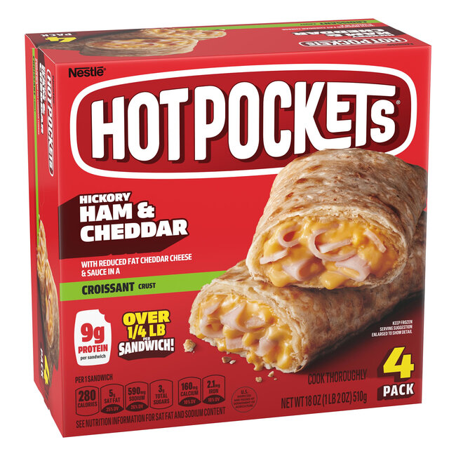 Hot Pockets Sandwiches Hickory Ham And Cheddar, 18 oz, 4 ct