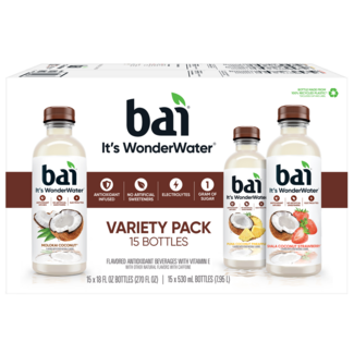 Bai Bai It's WonderWater Coconut Variety Pack, 18 oz, 15 ct