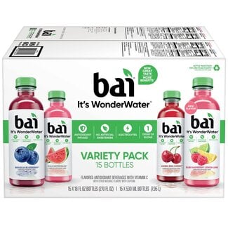 Bai Bai It's WonderWater Variety Pack, 18 oz, 15 ct