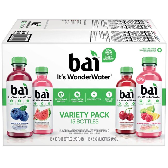 Bai It's WonderWater Variety Pack, 18 oz, 15 ct