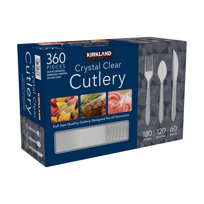 Kirkland Signature Crystal Clear Cutlery Assortment Clear, 360 ct