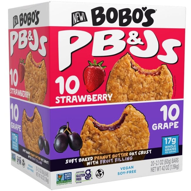 Bobo's PB&Js Oat Bar Variety Pack, 2.1 oz, 20 ct