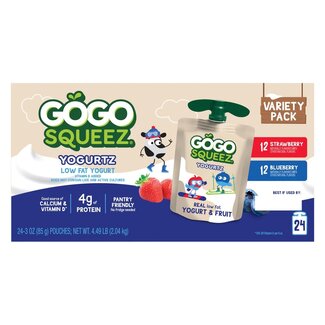 GoGo Squeez GoGo Squeez Low Fat Yogurt On The Go Variety Pack, 3 oz, 24 ct