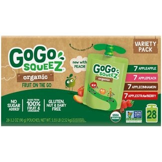 GoGo Squeez GoGo Squeez Organic Fruit On The Go Variety Pack, 3.2 oz, 28 ct