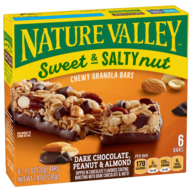 Nature Valley Sweet And Salty Nut Chewy Dark Chocolate Peanut And Almond Granola Bars, 7.2 oz