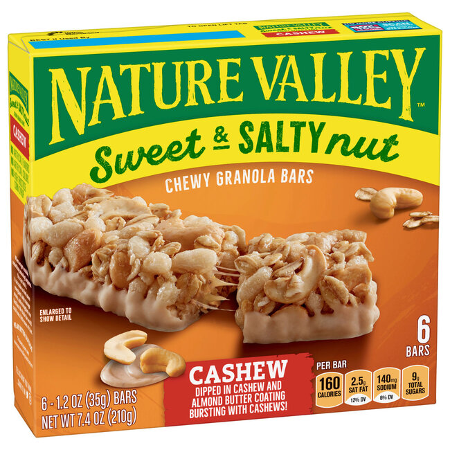 Nature Valley Sweet And Salty Nut Chewy Cashew Granola Bars, 7.2 oz