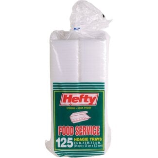 Hefty Hefty Foam Hoagie Container 5"W x 9-3/4"L White, 125 ct