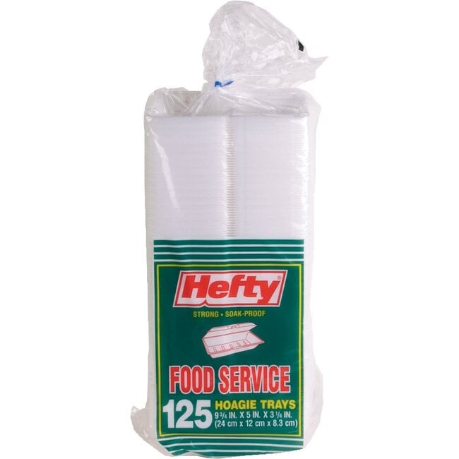Hefty Foam Hoagie Container 5"W x 9-3/4"L White, 125 ct