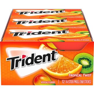 Trident Trident Sugar Free Gum Tropical Twist, 15 ct