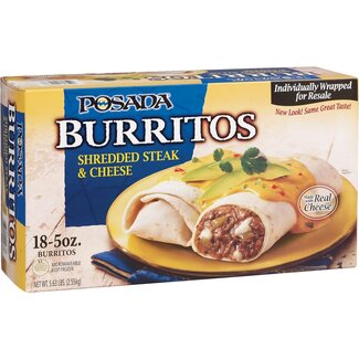 Posada Posada Burritos Shredded Steak & Cheese, 5 oz, 18 ct