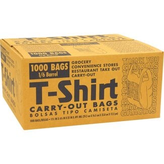 Poly-America Poly-America Thank You/Gracias T-Shirt Carry-Out Bags 1/6 Barrel, 1000 ct