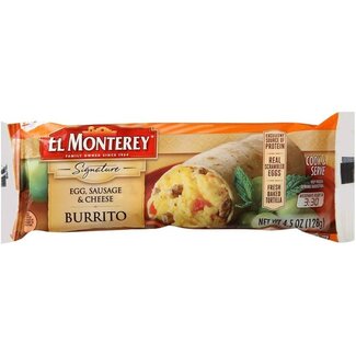 El Monterey El Monterey Breakfast Burrito Egg Sausage Cheese, 4.5 oz, 24 ct