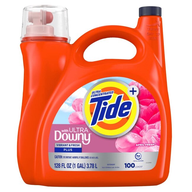 Tide Plus Liquid Laundry Detergent April Fresh Scent, 128 oz
