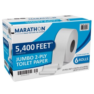 Marathon Marathon Bath Tissue Jumbo Roll 2-Ply 3.3" x 900, 6 ct