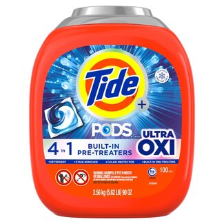 Tide Tide Pods Laundry Detergent Plus Ultra OXI HE Compatible, 100 ct