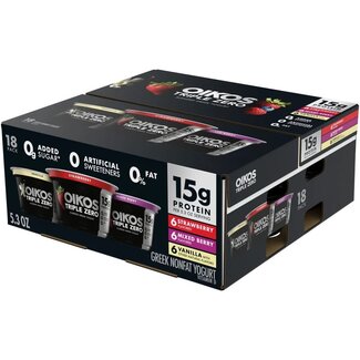 Oikos Oikos Triple Zero Blended Greek Yogurt Variety Pack, 5.3 oz, 18 ct