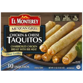 El Monterey El Monterey Mexican Grill Taquitos Chicken & Cheese, 1.7 oz, 30 ct