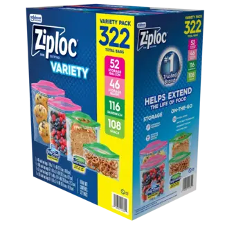 Ziploc Ziploc Grip and Seal Bags Variety Pack, 322 ct
