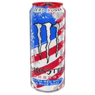 Monster Monster Energy Drink Zero Sugar Ultra Red White & Blue Razz, 16 oz, 18 ct