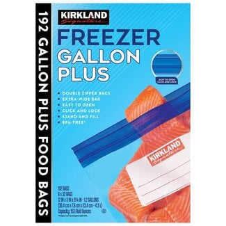 Kirkland Signature Kirkland Signature Freezer Gallon Plus Bags Double Zipper, 192 ct