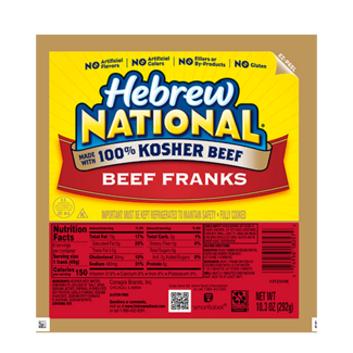 Hebrew National Hebrew National 100% Kosher Beef Franks, 12 oz, 4 ct