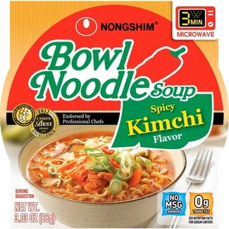 Nongshim Nongshim Bowl Noodle Soup Spicy Kimchi Ramen, 3.03 oz, 18 ct