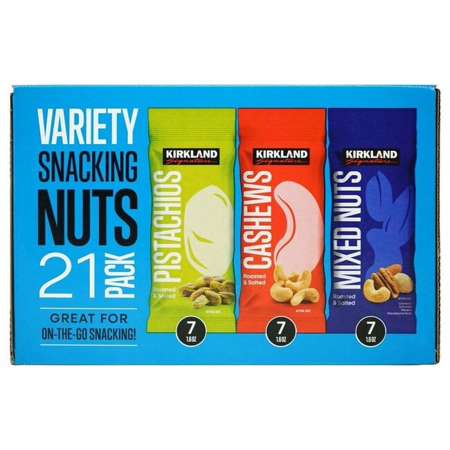 Kirkland Signature Snacking Nuts Variety Pack, 1.6 oz, 21 ct