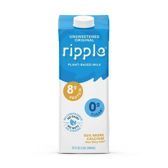 Ripple Kids Unsweetened Non-Dairy Milk Vegan, 32 oz, 6 ct