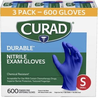 Curad Curad Durable Nitrile Exam Gloves Small, 600 ct
