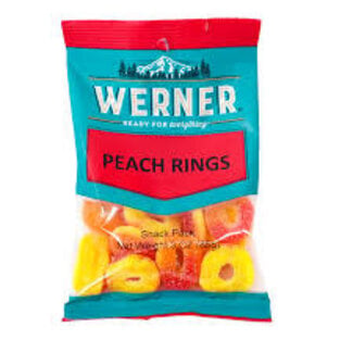 Werner Werner Peach Rings, 7 oz, 6 ct
