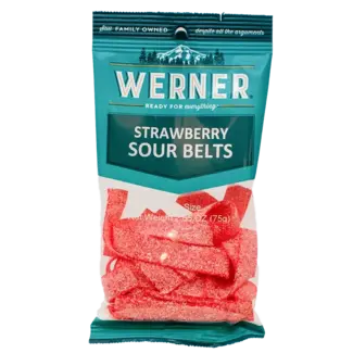 Werner Werner Strawberry Sour Belts, 2.65 oz, 6 ct