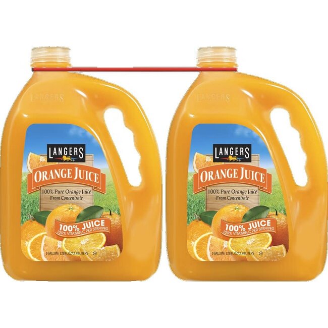 Langers 100% Orange Juice, 1 gal, 2 ct
