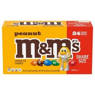 M&M M&M's Chocolate Candy Peanut Share Size, 3.27 oz, 24 ct