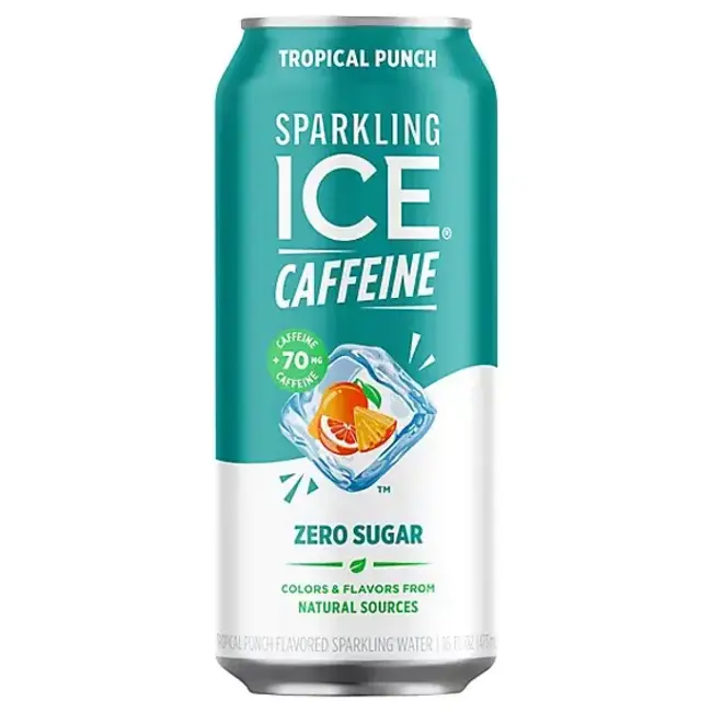 Sparkling Ice Caffeine Tropical Punch, 16 oz, 12 ct