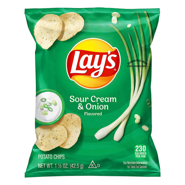 Lay's Sour Cream And Onion Flavored Potato Chips, 1.5 oz, 64 ct