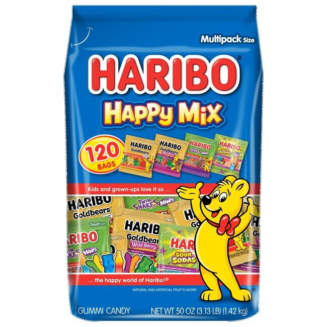 Haribo Gummi Candy Happy Mix Variety Pack, 120 ct