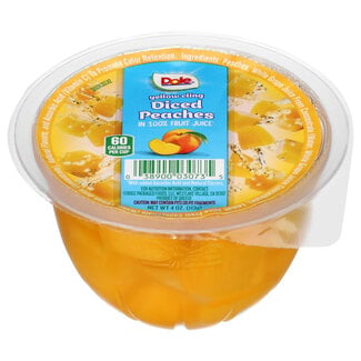 Dole Dole Peach Diced In 100% Fruit Juice, 4 oz, 36 ct