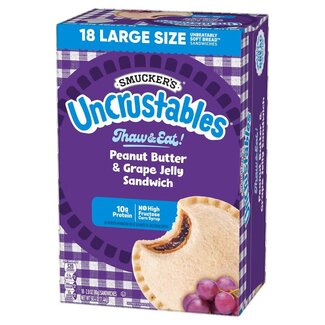 Smuckers Smucker's Uncrustables Peanut Butter & Grape Jelly Sandwich, 2.8 oz, 18 ct