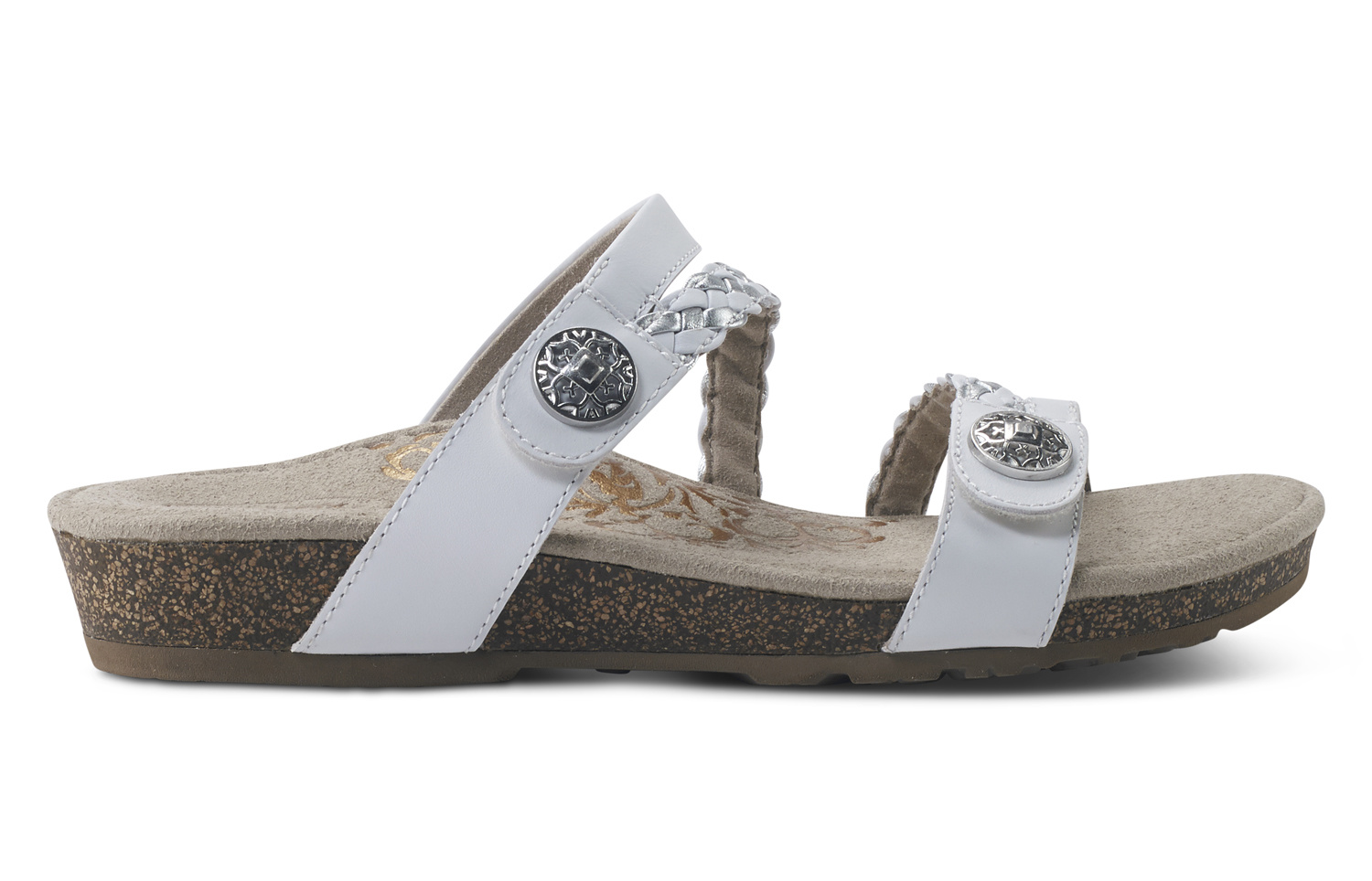 aetrex janey braided slide