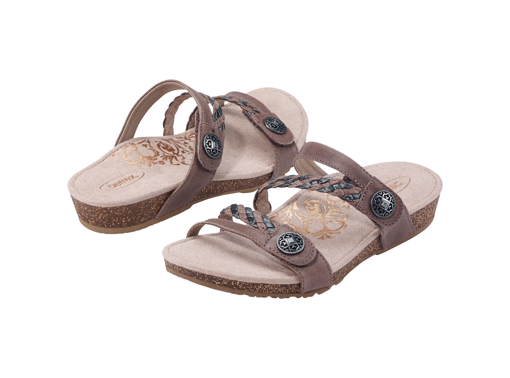 aetrex janey braided slide