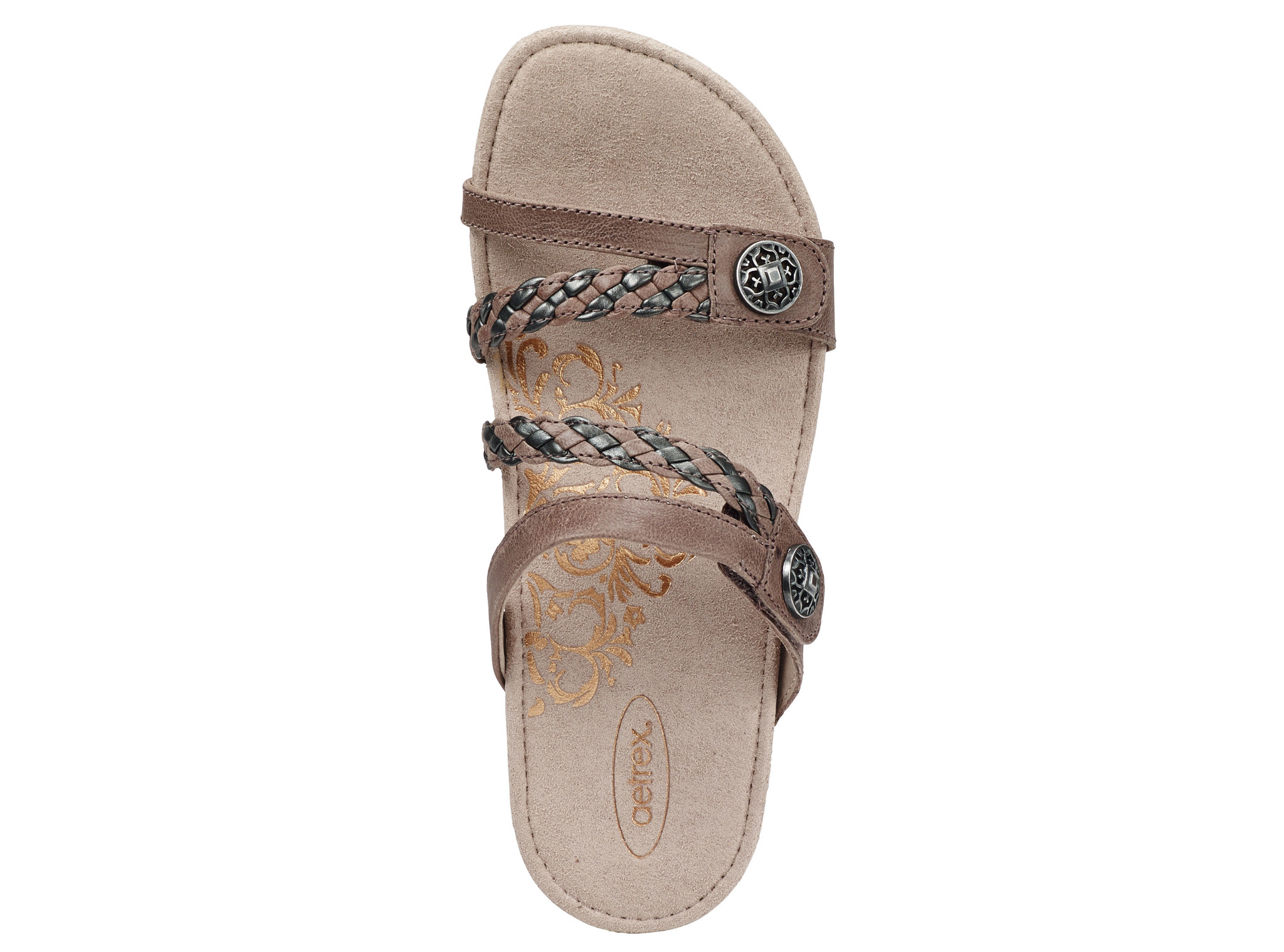 aetrex janey braided slide