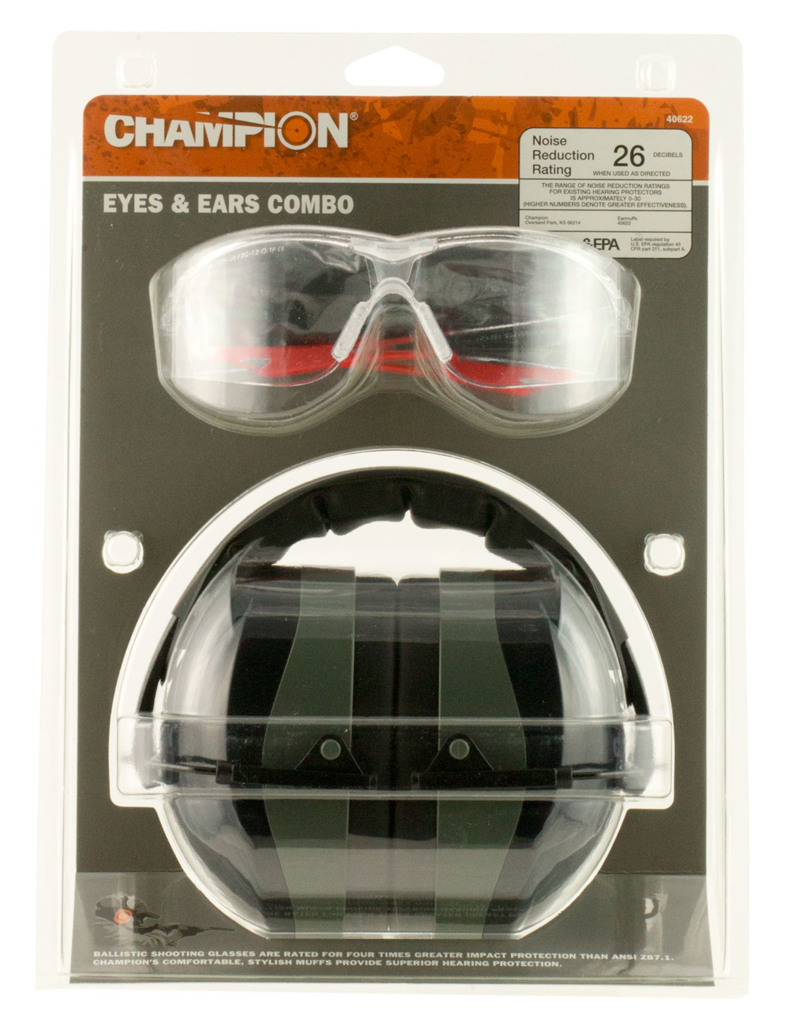 CHAMPION Champion Eyes & Ears Combo Passive Hearing Protection, NRR 26