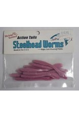 Action Tails Steelhead Worms - Bubble Gum