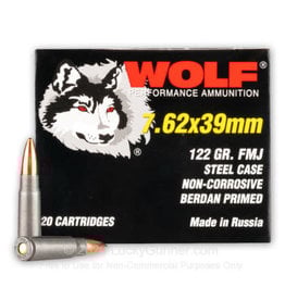 Wolf 7.62x39mm 122 Gr FMJ 20 Count Box