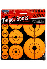 BIRCHWOOD CASEY BWC Target Spots Assortment 60-1" 30-2" 20-3" Targets