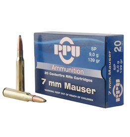 PPU Rifle Line 7mm Mauser (7x57mm) 138 gr SP - 20 Count