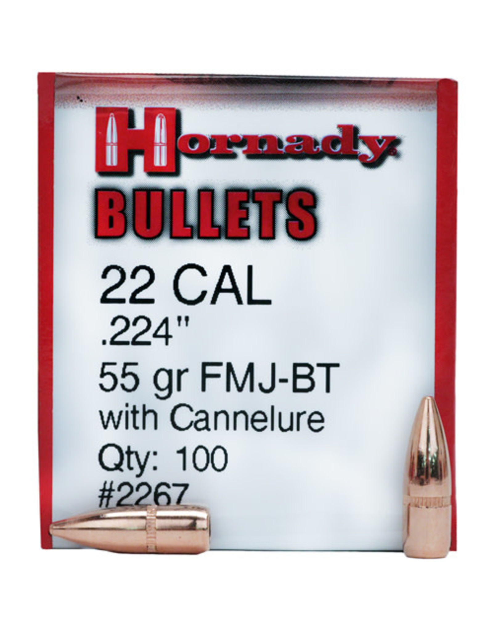 Hornady Traditional .22 Cal (.224") 55 Gr FMJ-BT - 100 Count